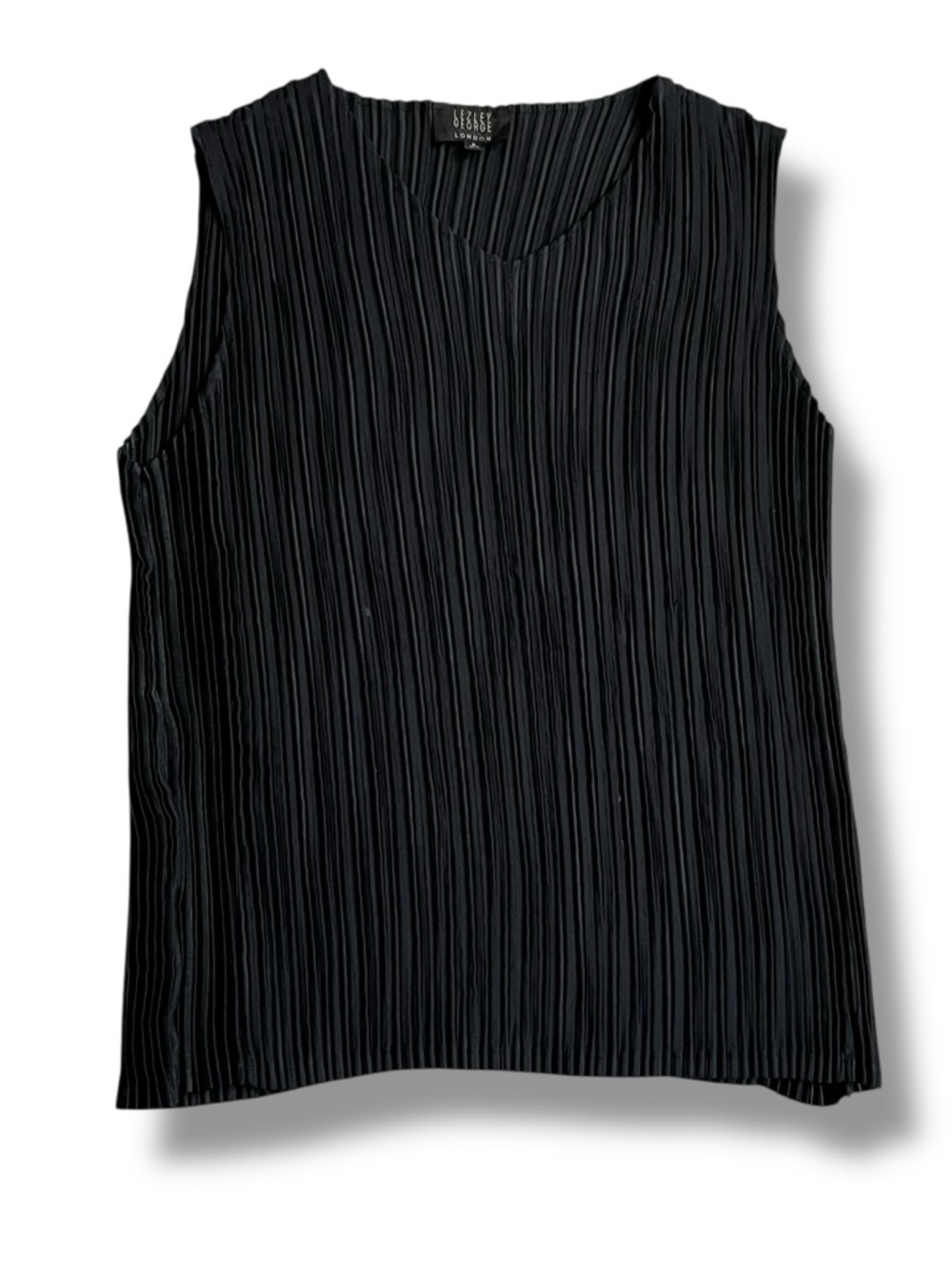 Lezley George London Pleated Top Sleeveless Vintage 90s/Y2K Black Minimalist